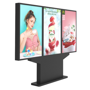 Narrow Edge Three 32 43 49 55 Inch 2500 Nit Advertising Video Player Totem High Brightness Waterproof IP66 Stand Outdoor Screen