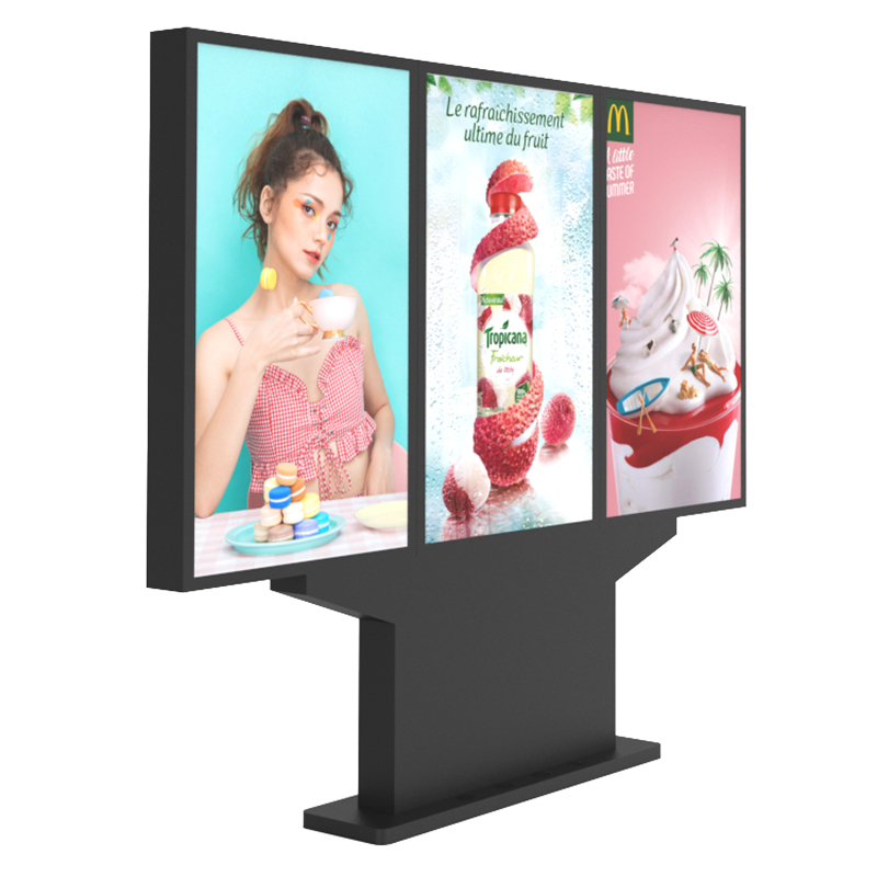 Narrow Edge Three 32 43 49 55 Inch 2500 Nit Advertising Video Player Totem High Brightness Waterproof IP66 Stand Outdoor Screen