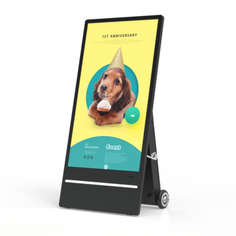 Advertising Poster Playback LCD Powered IP65 Outdoor Digital Foldable High Brightness Battery Mobile Waterproof Signage