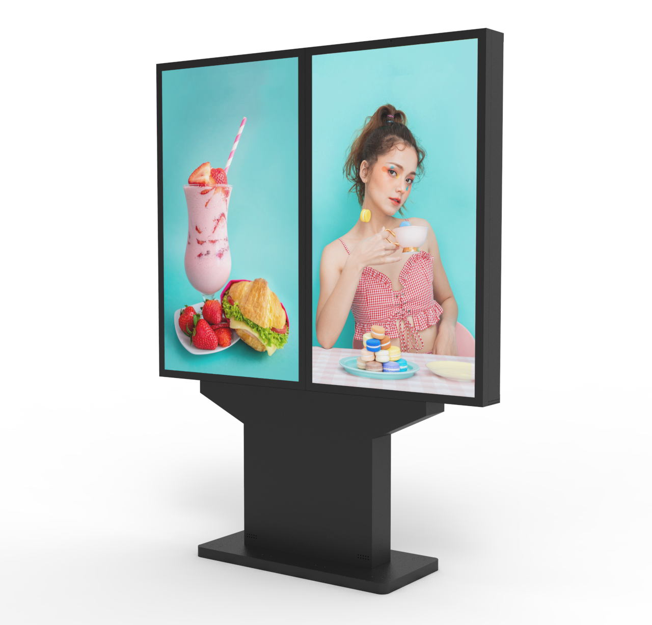 High Brightness 65 75 86 Inch Display Billboard 2-screen Displays IP65 Waterproof Lcd HD Outdoor Touch Screen Kiosk