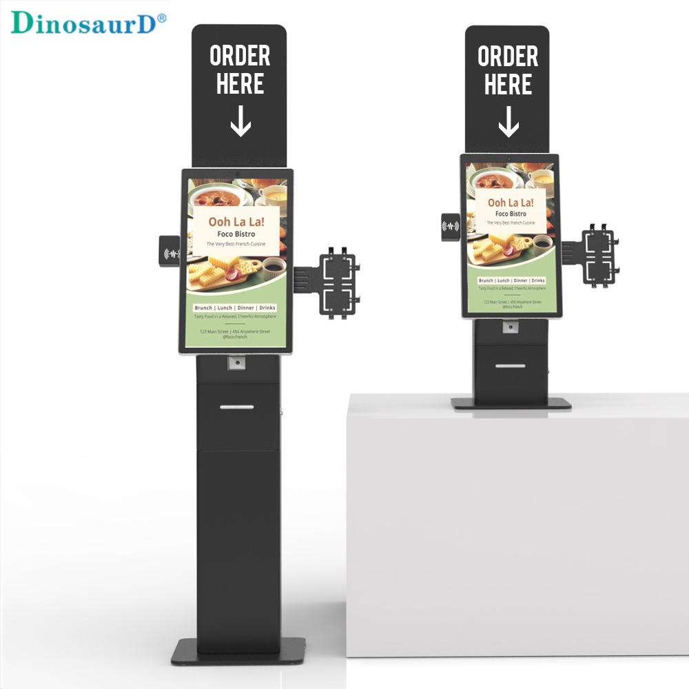 all-in-one customized logo backplate screen checkout payment scanner touch automatic terminal self-service order printer kiosk