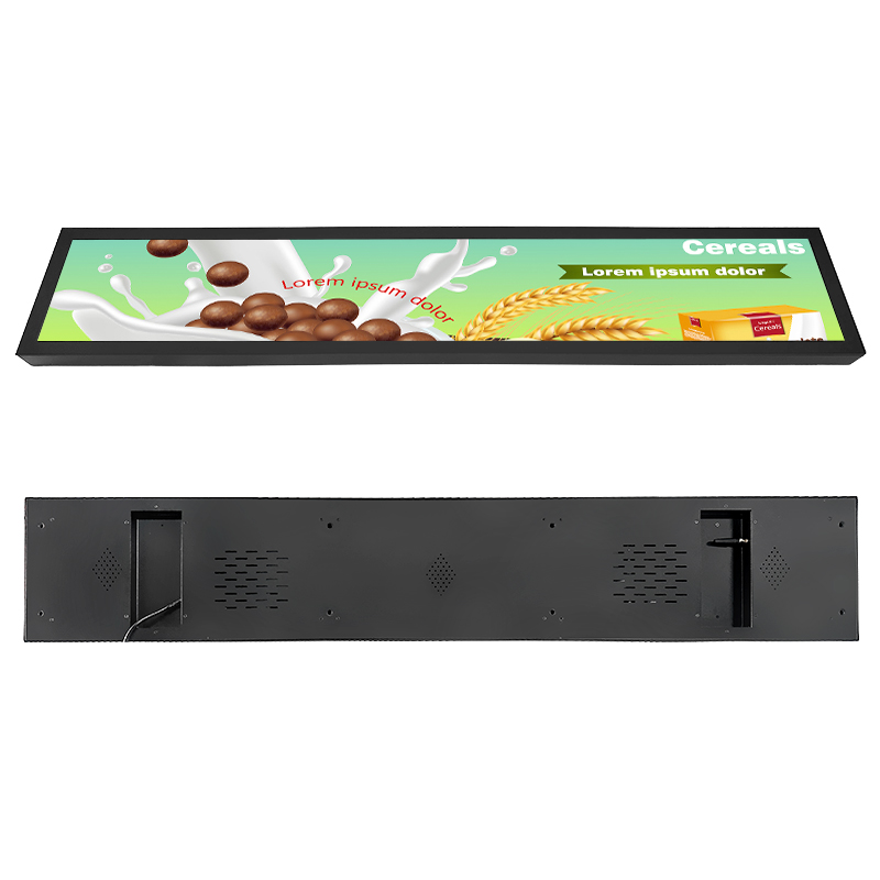 multi size high brightness digital signage indoor advertising media display bar stretched lcd monitor wide shelf screen player