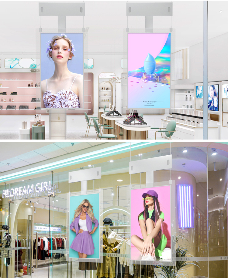 Customized Semi LCD Screen Ceiling Hanging Window Facing Advertising Display
