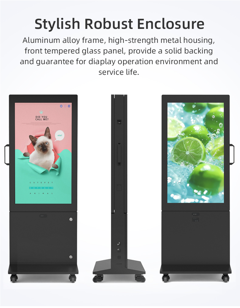 Portable 1800nits Battery-Powered Dual Display for Digital Signage