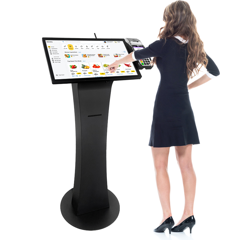 21.5 Inch Screen Fashion Design Display Adjustable Angle Self Payment Kiosks With Printer Scanner Graphic Touch Table Kiosk