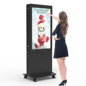 Dual-Sided 1800nits Full Color 10 Hours Working Battery Powered Mobile Wheels Digital Signage Display