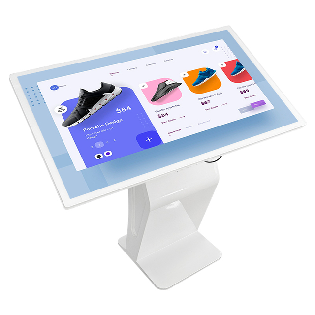 32 43 49 55 65 Inch Windows Interactive LCD 350Nits Restaurant Hotel Infrared Touch Digital Indoor Floor Stand K-shape Kiosk