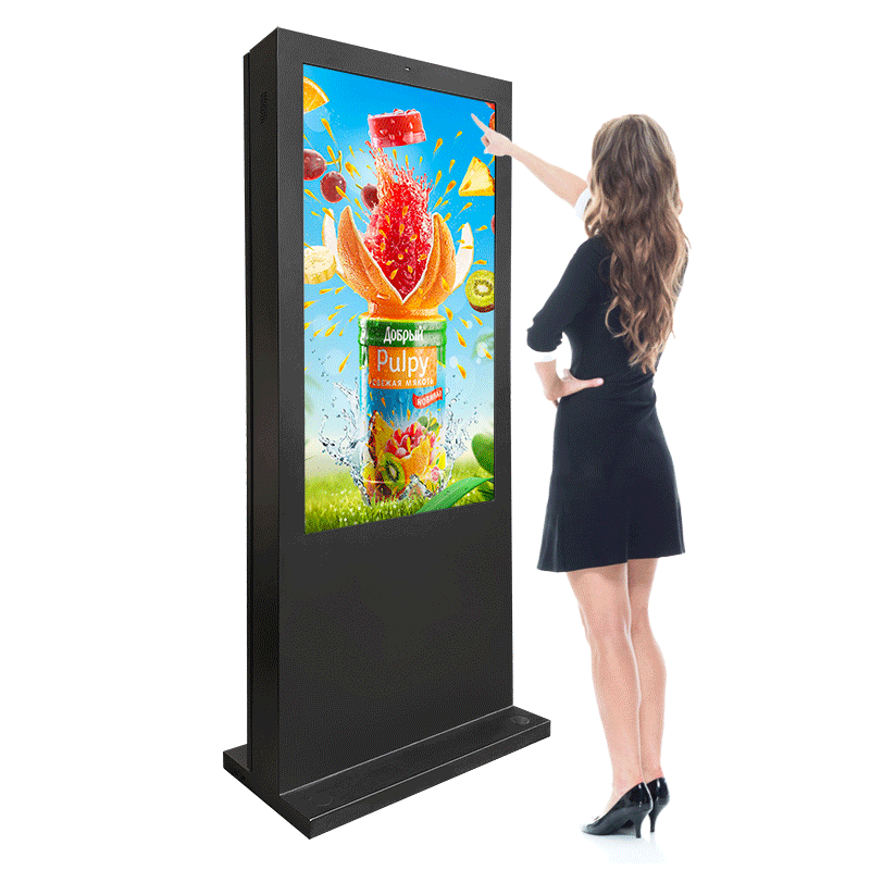 electronic lcd commercial ip65 free cms remote control stand touch screen advertising player 2500 nit display outdoor totem