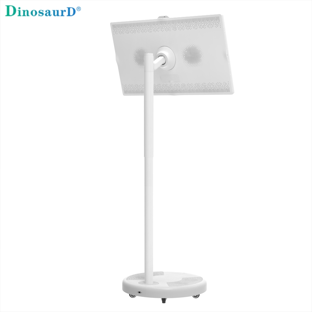 interactive smart free standing 360 lcd wireless rotating touch screen portable mobile display rechargeable tv