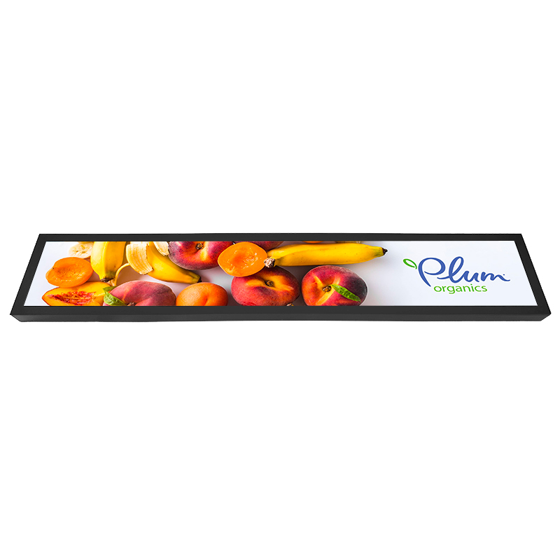 multi size high brightness digital signage indoor advertising media display bar stretched lcd monitor wide shelf screen player