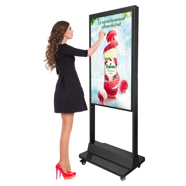 2500nit 700 high brightness 2k 4k store shop semi-outdoor advertising display digital dual-screen stand lcd window signage