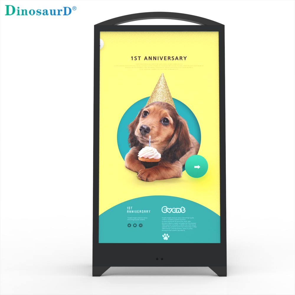 commercial digital player 700nit indoor stand advertising screen display portable powered removable poster battery lcd signage