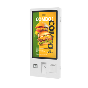32 inch free stand multi module fast food self service kiosk with POS holder barcode scanner receipt printer