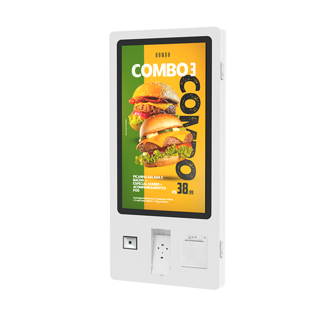 32 inch free stand multi module fast food self service kiosk with POS holder barcode scanner receipt printer