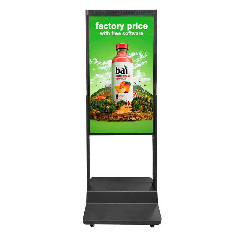 semi-outdoor lcd advertising video display storefront high bright dual-screen sunlight readable stand window facing signage