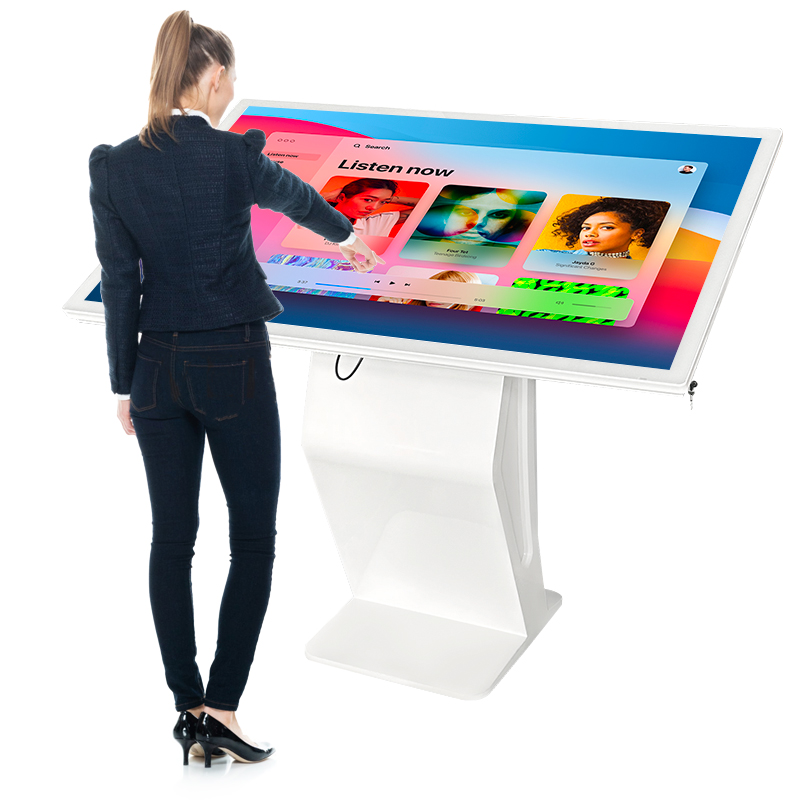 43 Inch Full HD Digital Floor Standing Interactive All in One PC Horizontal Touch Screen K Shape Information Inquiry Kiosk