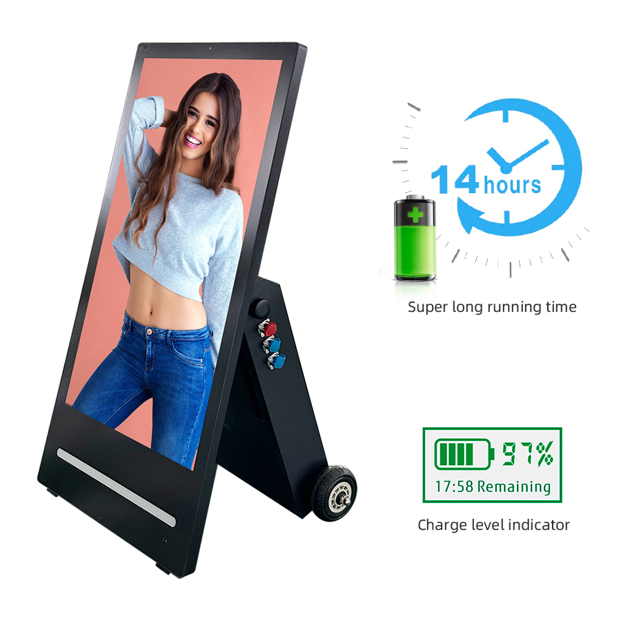 Outdoor Portable Battery Powered LCD Digital Signage Display for Advertising and Retail Promotions