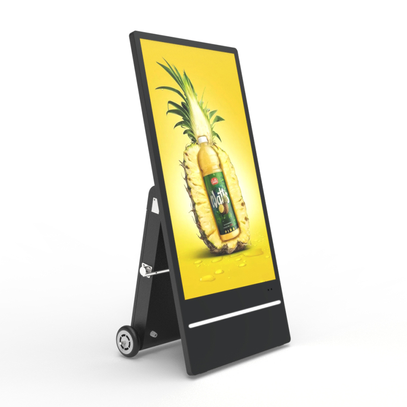 playing poster floor installation foldable digital advertising outdoor waterproof powered recharge portable lcd battery signage