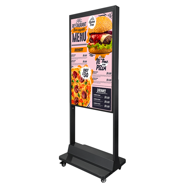 2500nit 700 high brightness 2k 4k store shop semi-outdoor advertising display digital dual-screen stand lcd window signage