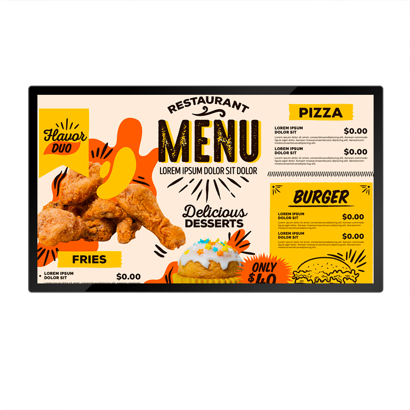 cafe restaurant shopping mall airport indoor touch screen video display lcd digital supermarket wall-mount advertising signage