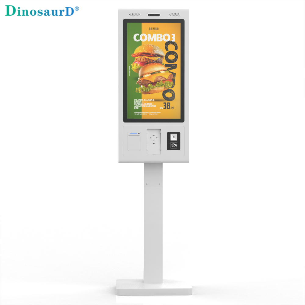 24 Inch Free Standing White Color Restaurant Queue Order Payment Interactive Self Service Kiosk