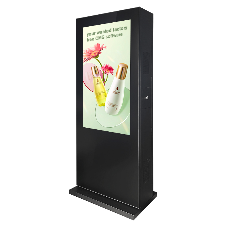waterproof ip65 customized floor standing dual screen kiosk signage large advertising outdoor digital bus double side totem