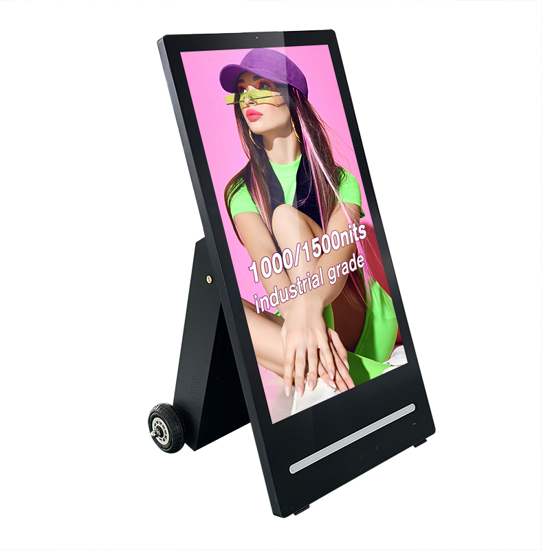  Semi-outdoor High Brightness lcd Screen Waterproof Portable Battery Powered Digital Signage