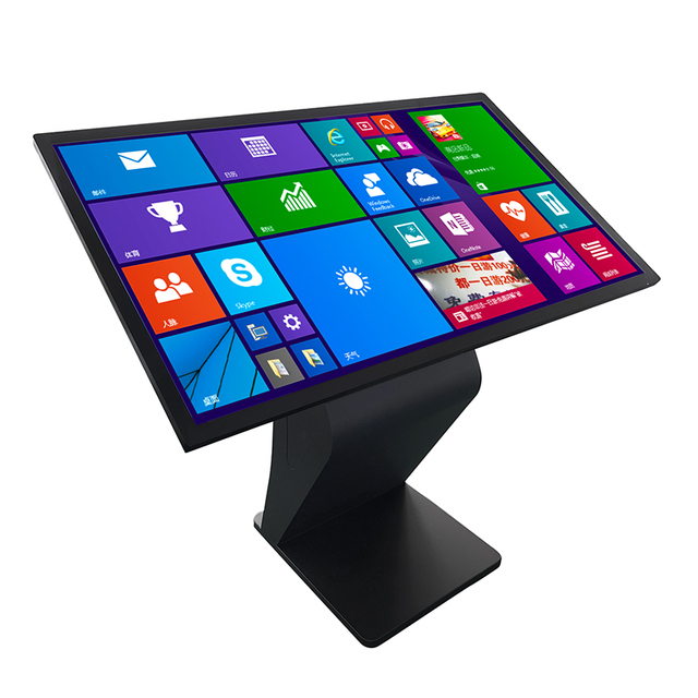 airport bank hall hotel indoor self service inqury floor stand digital all in one information interactive touch screen k type base horizontal kiosk