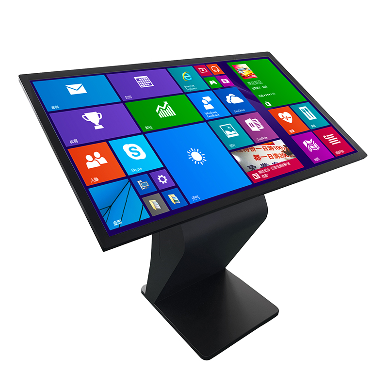 airport bank hall hotel indoor self service inqury floor stand digital all in one information interactive touch screen k type base horizontal kiosk