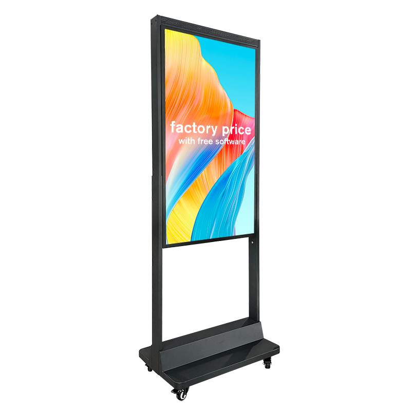 android free cms remote control double side 2500 hang floor stand lcd semi-outdoor advertising digital video stand shop window display signage