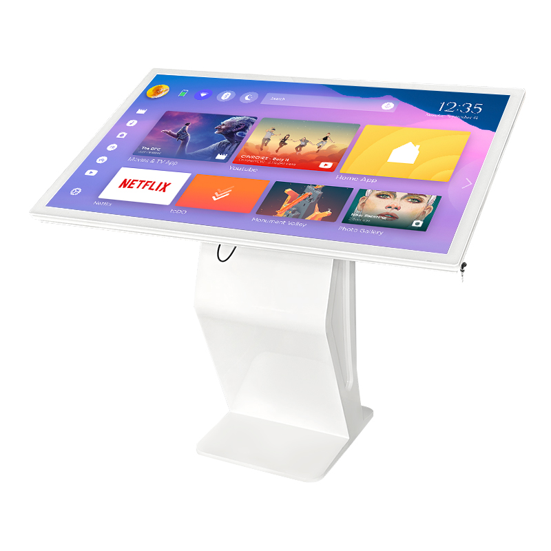 32 43 49 55 65 Inch Windows Interactive LCD 350Nits Restaurant Hotel Infrared Touch Digital Indoor Floor Stand K-shape Kiosk