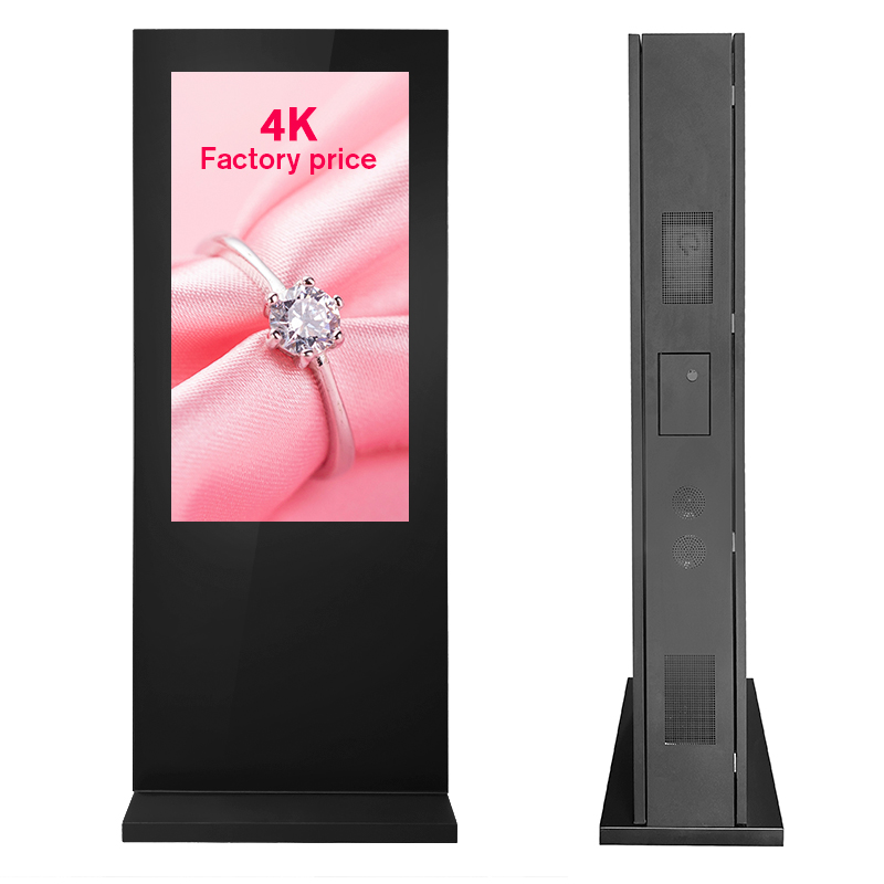 waterproof ip65 customized floor standing dual screen kiosk signage large advertising outdoor digital bus double side totem