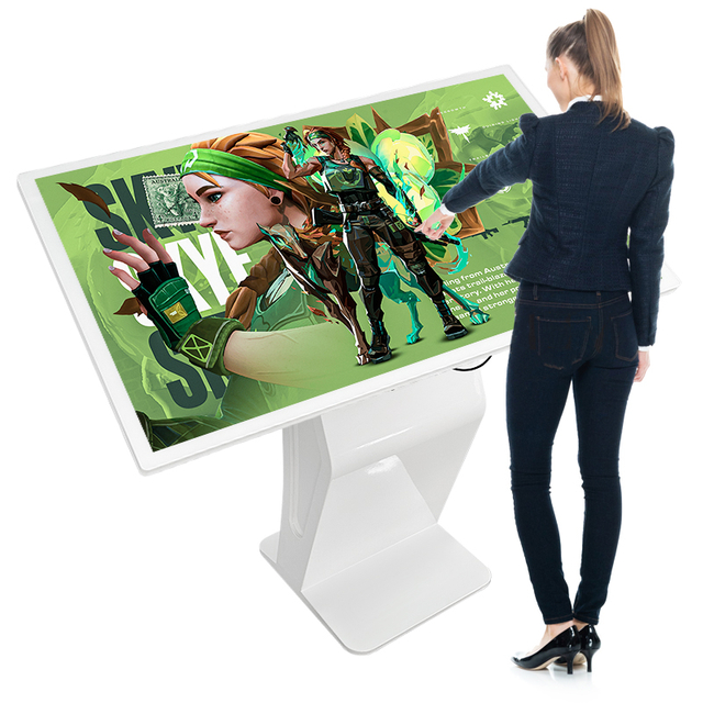 32 43 49 55 65 Inch Windows Interactive LCD 350Nits Restaurant Hotel Infrared Touch Digital Indoor Floor Stand K-shape Kiosk