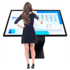 airport bank hall hotel indoor self service inqury floor stand digital all in one information interactive touch screen k type base horizontal kiosk