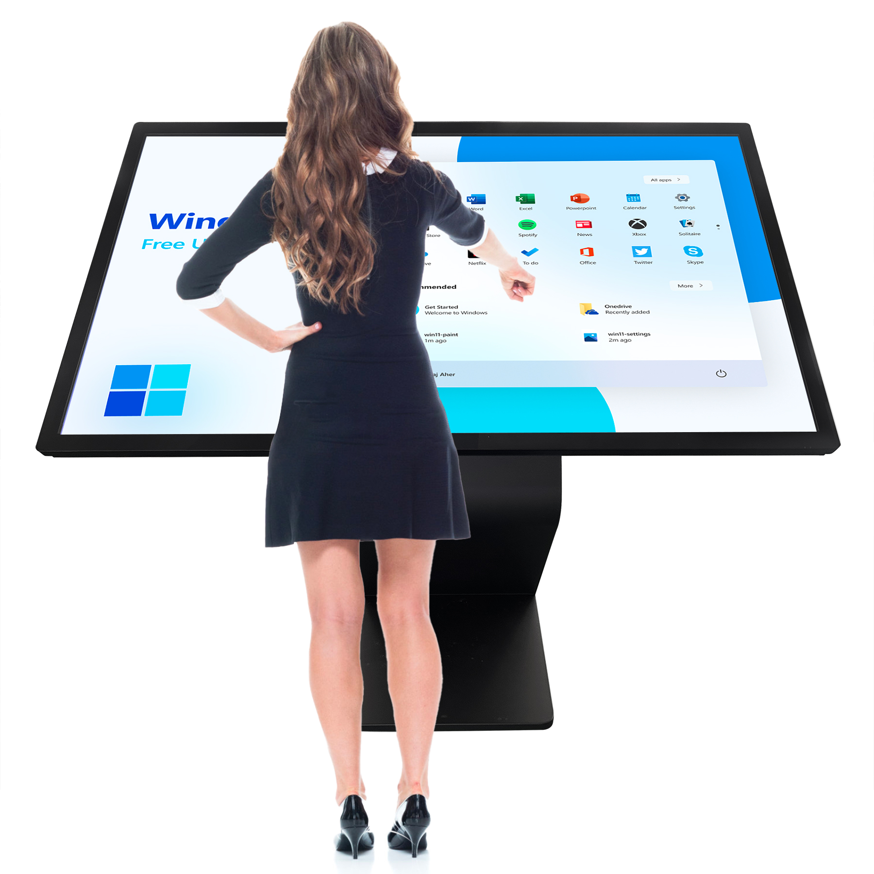 airport bank hall hotel indoor self service inqury floor stand digital all in one information interactive touch screen k type base horizontal kiosk