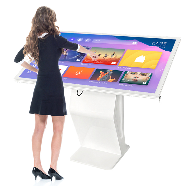 43 55 65 Inch Mall Shopping Advertising All in One LCD Display Monitor Touch Screen K Shaped Interactive Information Kiosk