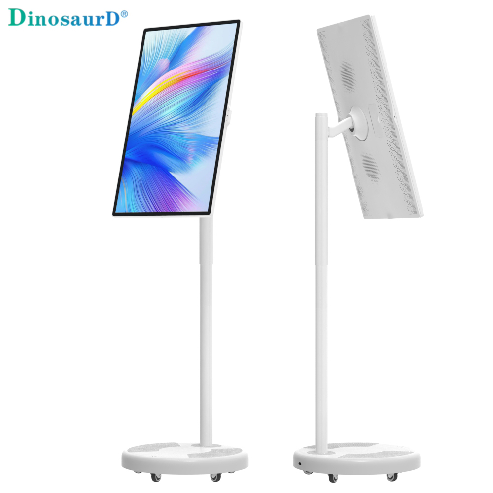 android 12 audio speakers white LED backlight live broadcast wifi smart touch portable display screen wireless movable intelligent tv