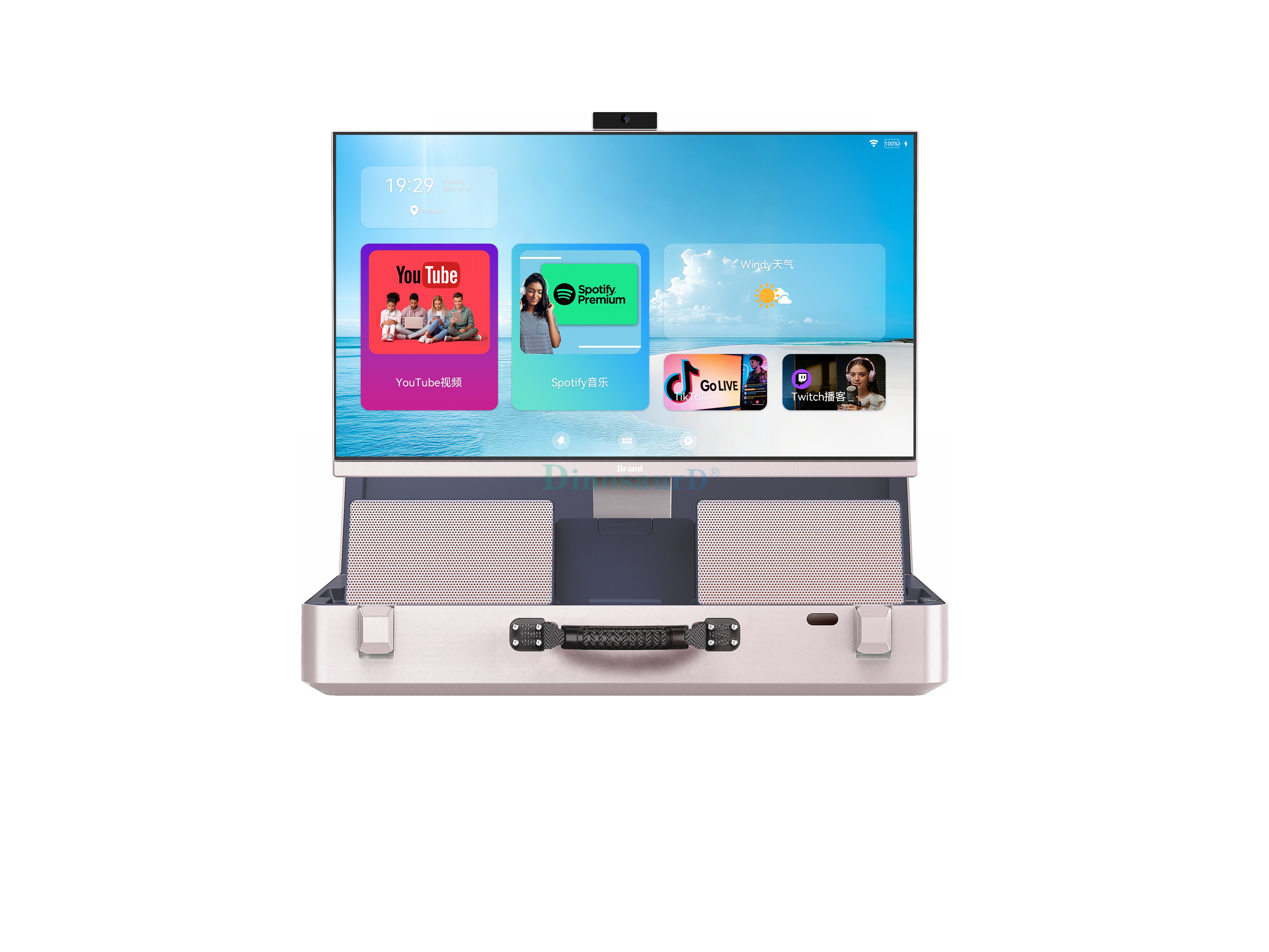 outdoor game entertainment 27 Inch Briefcase Suitcase 1920*1080 Touch Screen Android 15 Smart Packgo suitcase Portable Screen TV